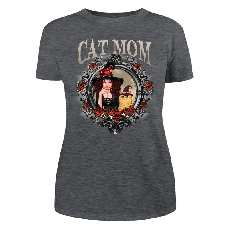 Halloween Roses Mirror Cat Mom Witch Personalized Shirt - Image 10