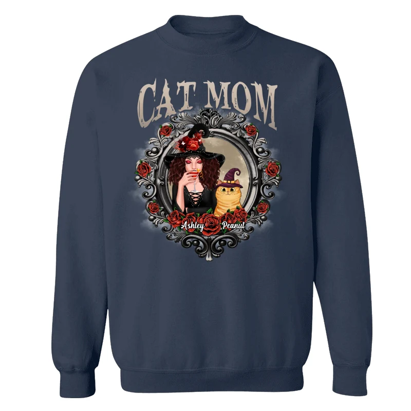Halloween Roses Mirror Cat Mom Witch Personalized Shirt - Image 15