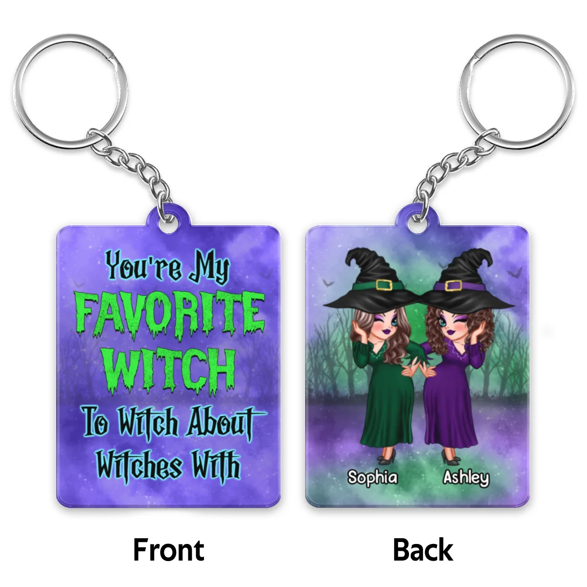 Halloween Sassy Besties Gift For Best Friends Personalized Acrylic Keychain - Image 4