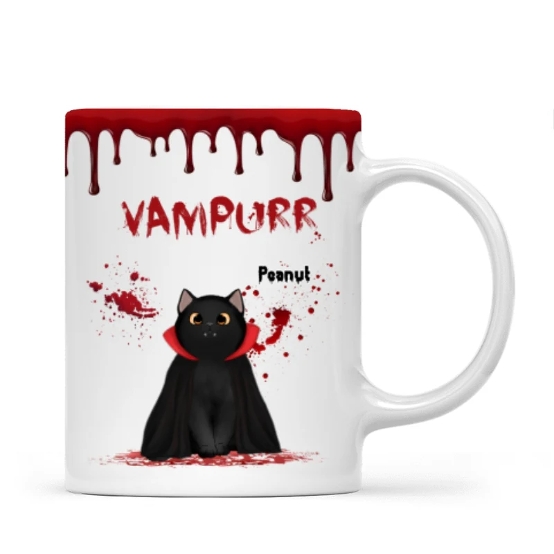Halloween Spooky Fluffy Cat Sitting Gift For Cat Lover Personalized Mug - Image 4