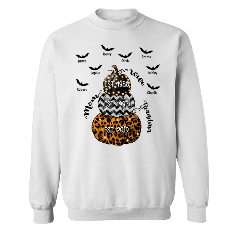 Halloween Stacked Pumpkins Grandpa Personalized Shirt - Image 17
