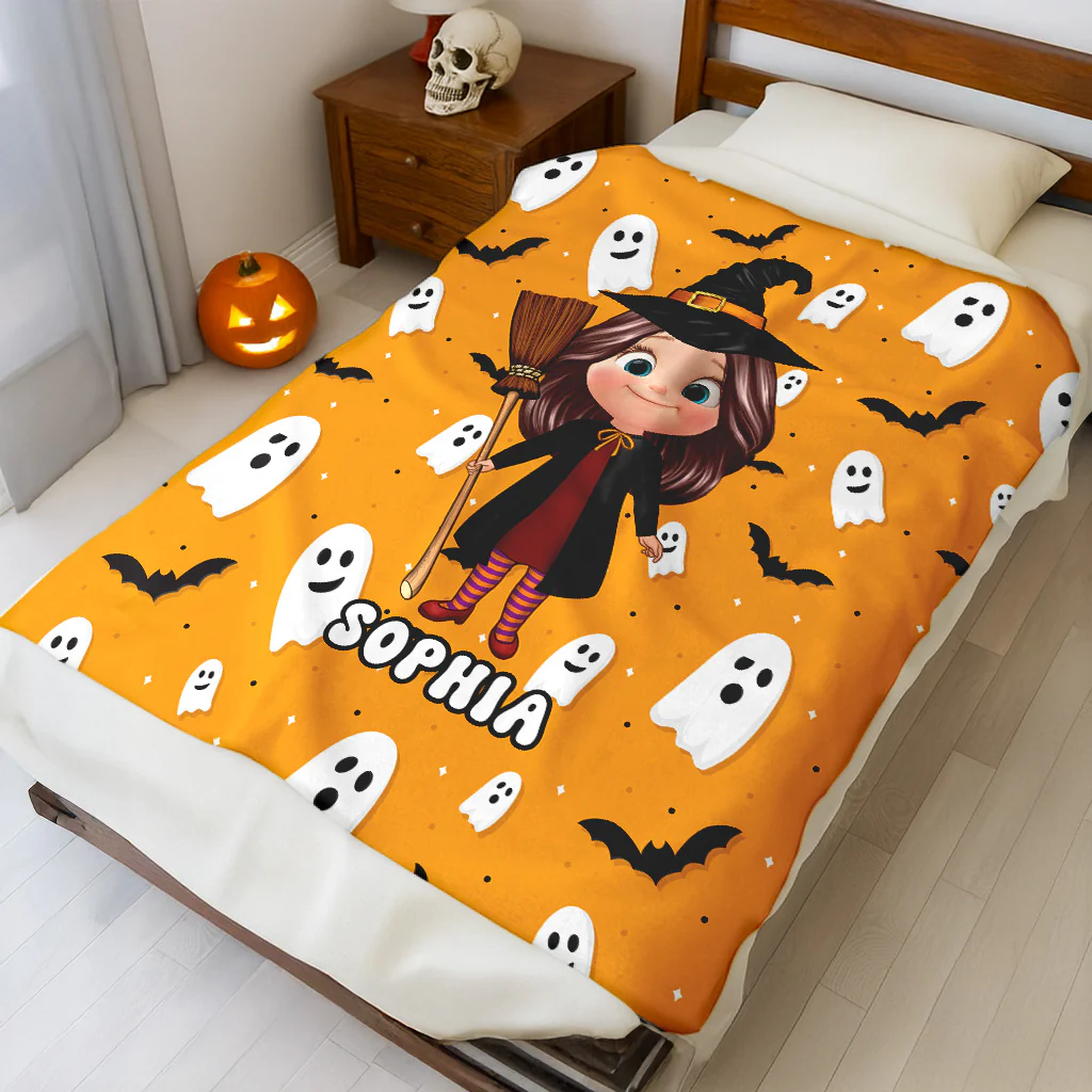 Halloween Theme Custom Characters Personalized Fleece Blanket, Fun & Unique Halloween Gift For Kids, Grandkids - Image 5