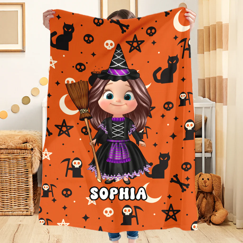 Halloween Theme Custom Characters Personalized Fleece Blanket, Fun & Unique Halloween Gift For Kids, Grandkids - Image 6
