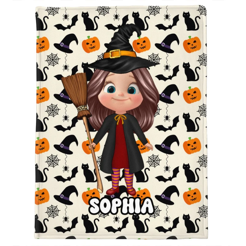 Halloween Theme Custom Characters Personalized Fleece Blanket, Fun & Unique Halloween Gift For Kids, Grandkids - Image 9