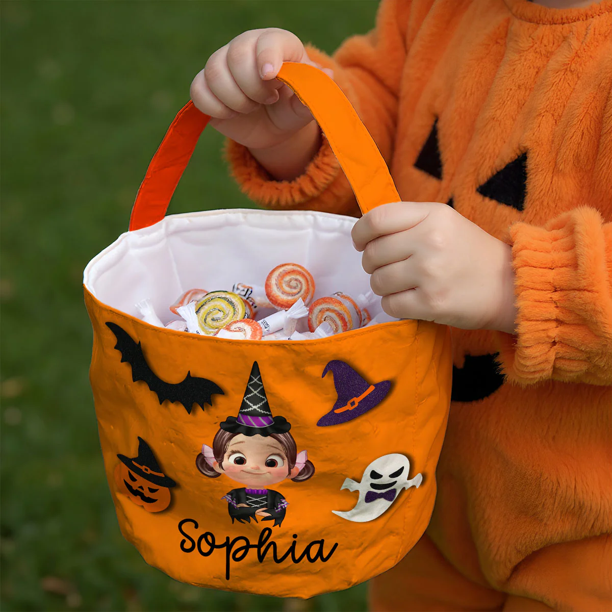 Halloween Theme Cute Cartoon Kid Personalized Trick Or Treat Basket, Gift Bag, Treat Bag For Kids - Image 2