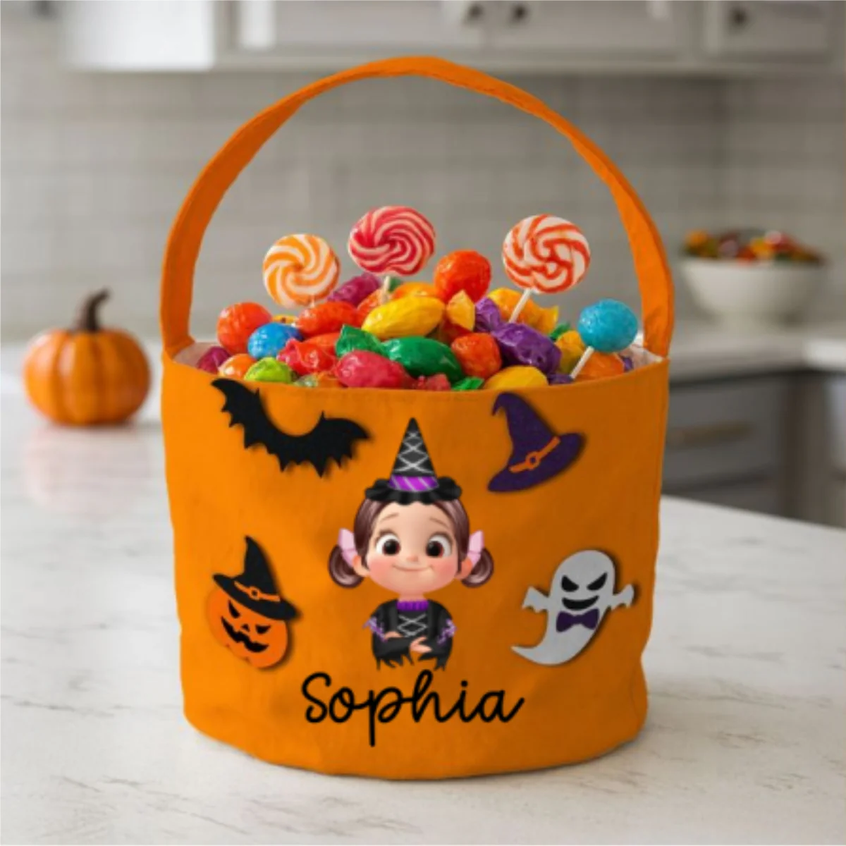 Halloween Theme Cute Cartoon Kid Personalized Trick Or Treat Basket, Gift Bag, Treat Bag For Kids - Image 8