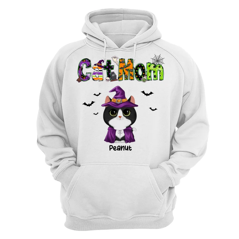 Halloween Watercolor Cute Cats Cat Mom Personalized Shirt - Image 13