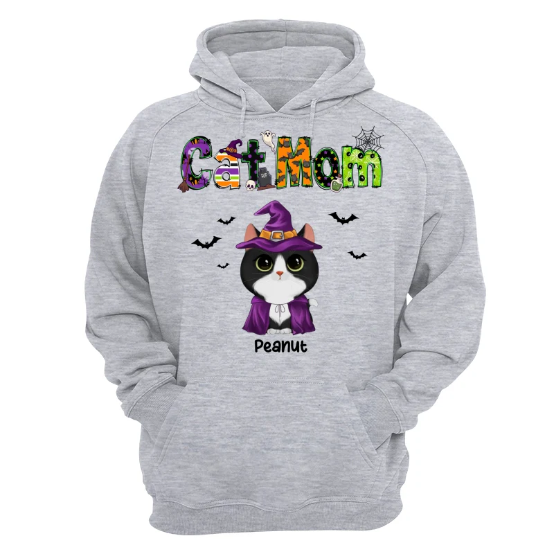 Halloween Watercolor Cute Cats Cat Mom Personalized Shirt - Image 14