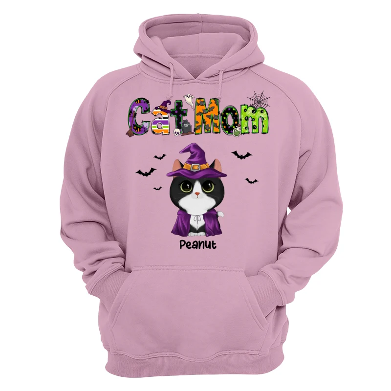 Halloween Watercolor Cute Cats Cat Mom Personalized Shirt - Image 15