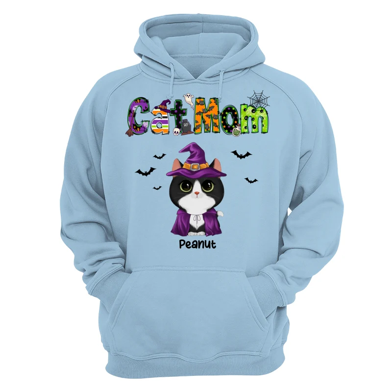 Halloween Watercolor Cute Cats Cat Mom Personalized Shirt - Image 16