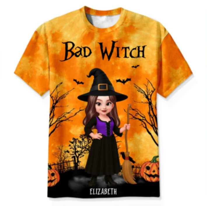 Halloween Witch Besties Good Witch Bad Witch Matching Personalized 3D Shirt - Image 9