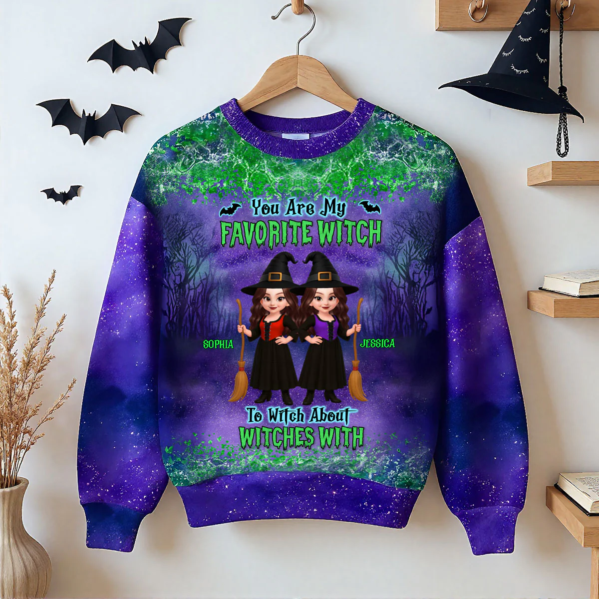 Halloween Witch Besties Matching Personalized 3D Sweatshirt - Image 8