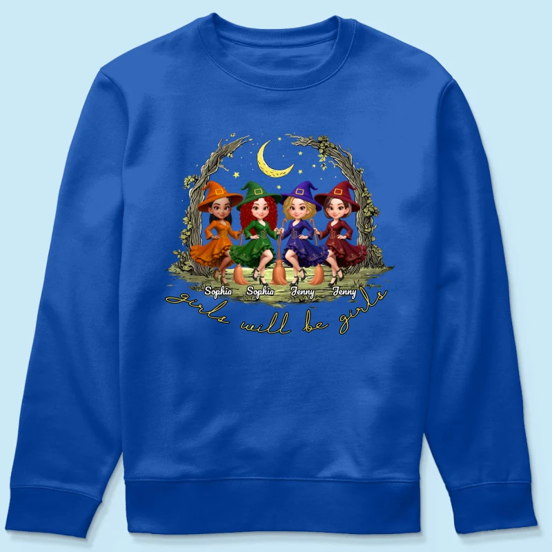 Halloween Witch Besties Sisters Friends Under Moon Personalized Sweatshirt, Halloween Matching Shirt - Image 15
