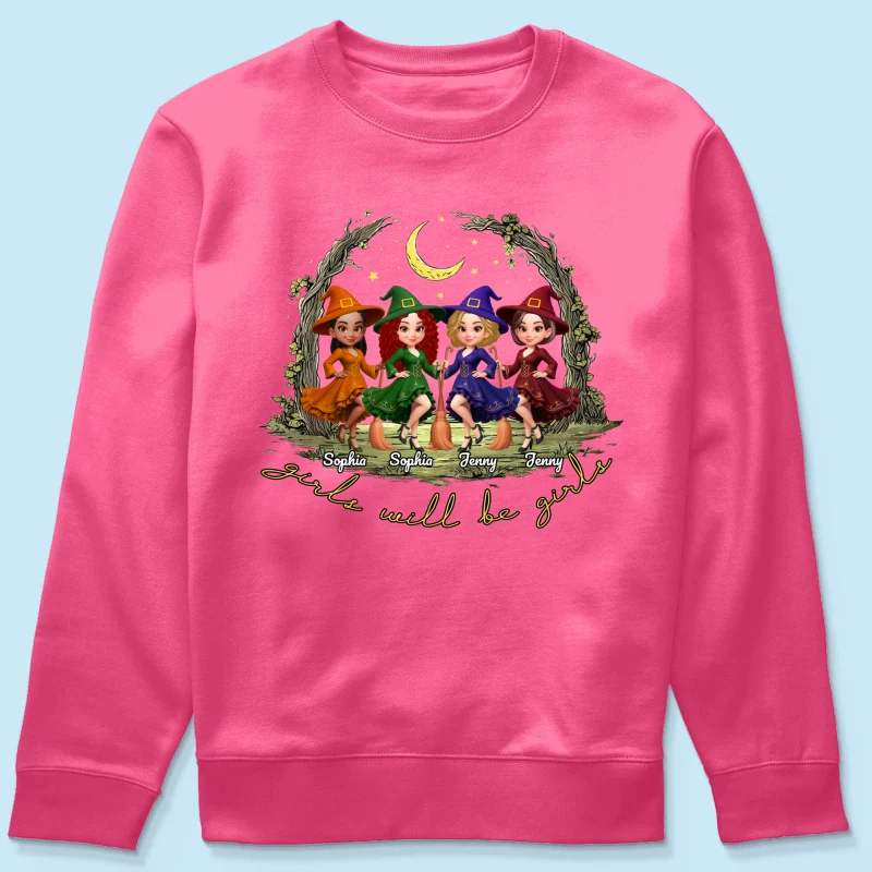 Halloween Witch Besties Sisters Friends Under Moon Personalized Sweatshirt, Halloween Matching Shirt - Image 23