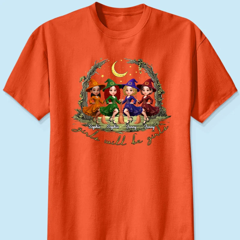 Halloween Witch Besties Sisters Friends Under Moon Personalized Sweatshirt, Halloween Matching Shirt - Image 32