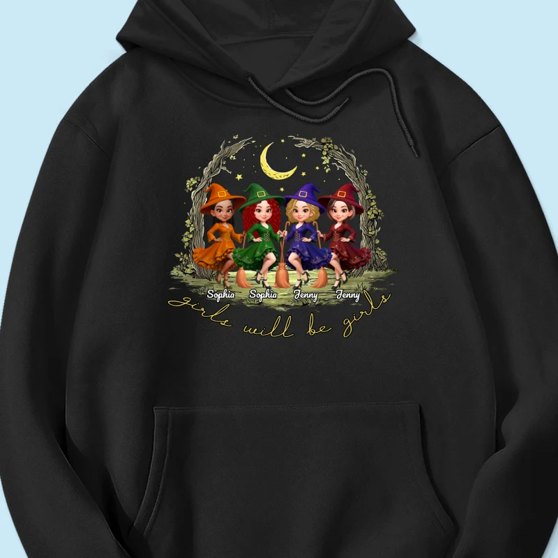 Halloween Witch Besties Sisters Friends Under Moon Personalized Sweatshirt, Halloween Matching Shirt - Image 58