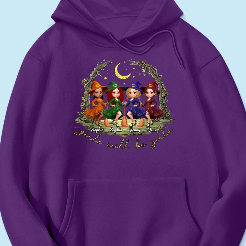 Halloween Witch Besties Sisters Friends Under Moon Personalized Sweatshirt, Halloween Matching Shirt - Image 61