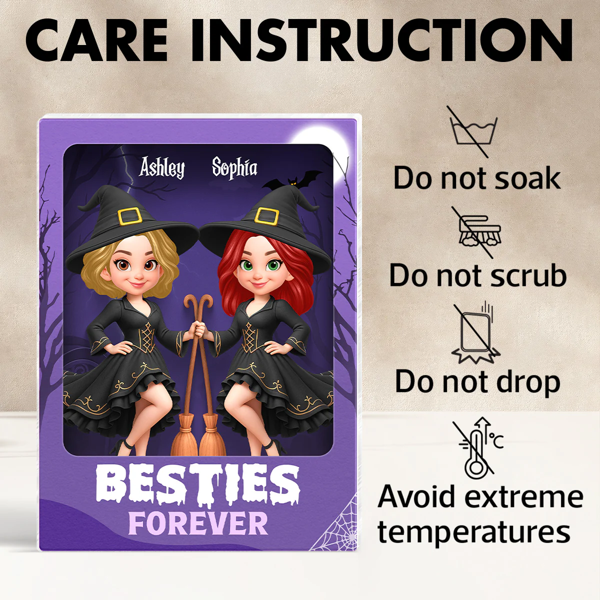 Halloween Witch Besties Sisters In Toy Box 3D Effect Action Figure Personalized Acrylic Block - Image 7