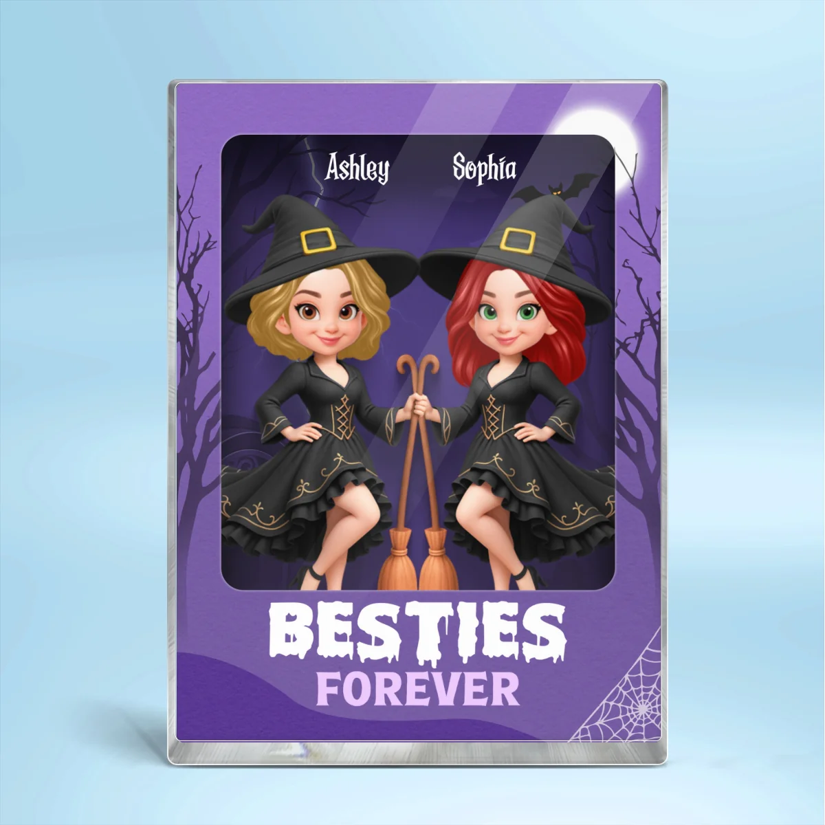 Halloween Witch Besties Sisters In Toy Box 3D Effect Action Figure Personalized Acrylic Block - Image 8