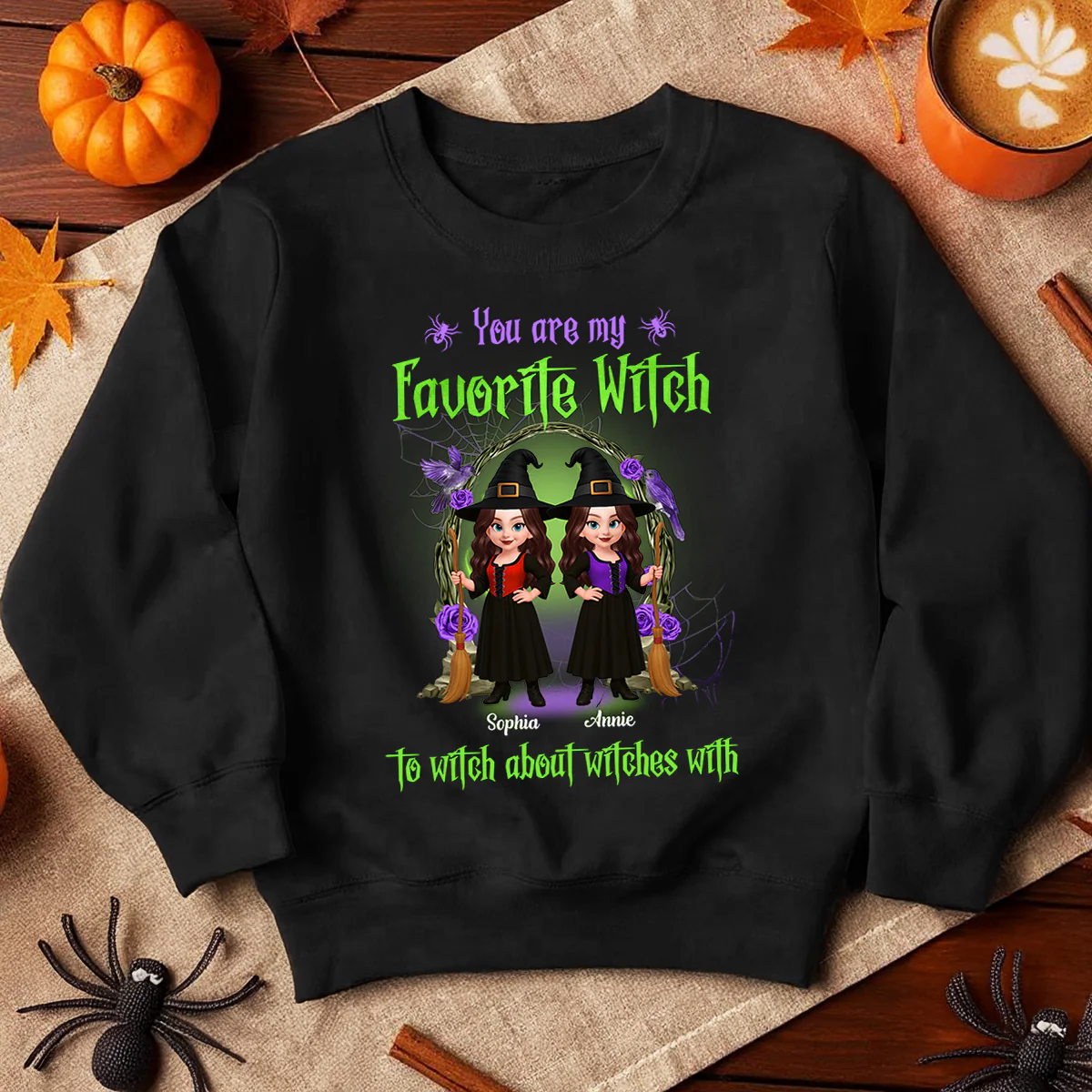 Halloween Witch Besties Witch About Witches Matching Personalized Sweatshirt - Image 2