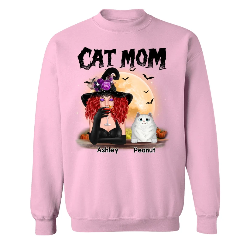 Halloween Witch Cat Mom Personalized Shirt - Image 15