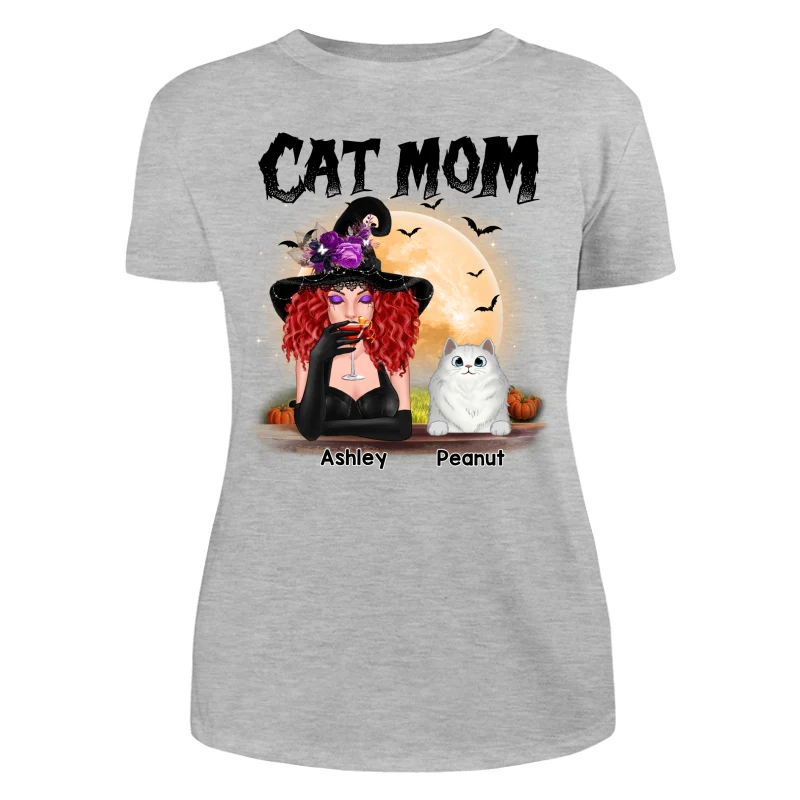 Halloween Witch Cat Mom Personalized Shirt - Image 6