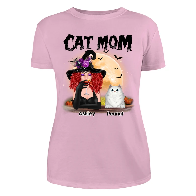 Halloween Witch Cat Mom Personalized Shirt - Image 7