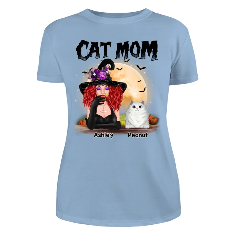 Halloween Witch Cat Mom Personalized Shirt - Image 8
