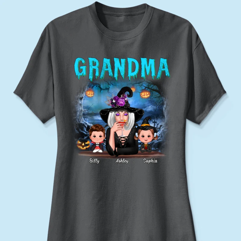 Halloween Night Grandma Witch And Kids Personalized Shirt - Image 12