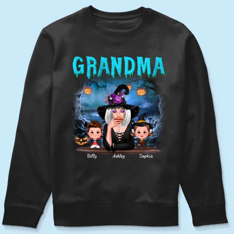 Halloween Night Grandma Witch And Kids Personalized Shirt - Image 16
