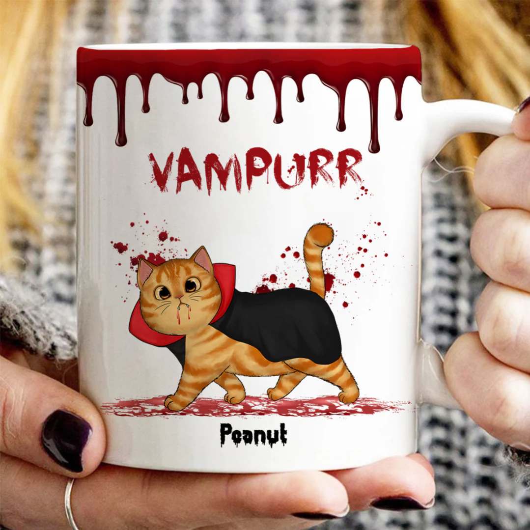 Halloween Spooky Fluffy Cat Personalized Mug - Image 5