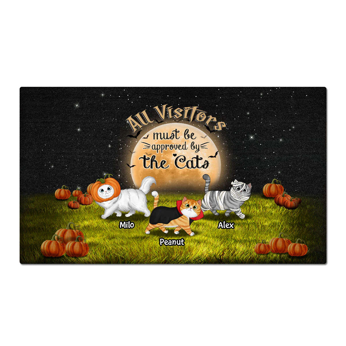 Halloween Visitors Approved By The Cats Personalized Doormat - Image 2