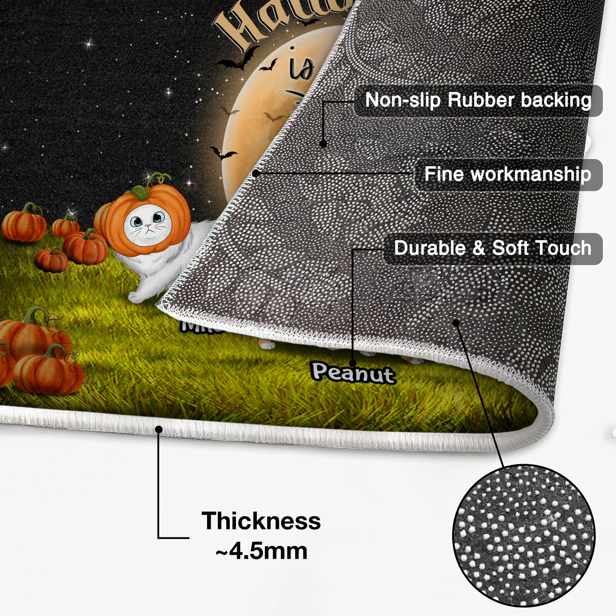 Halloween Visitors Approved By The Cats Personalized Doormat - Image 4