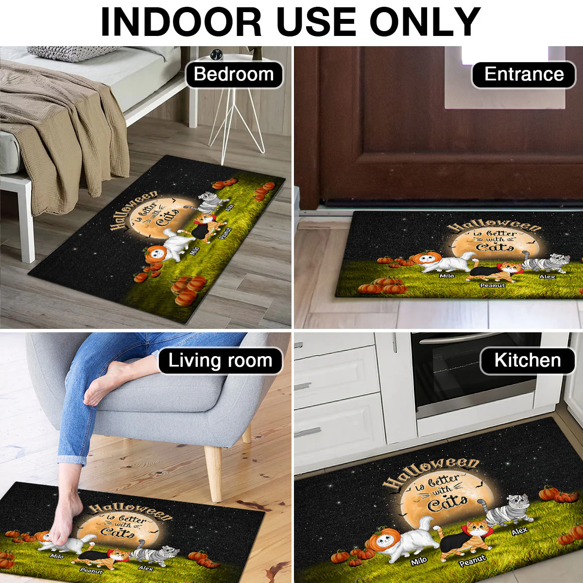 Halloween Visitors Approved By The Cats Personalized Doormat - Image 5