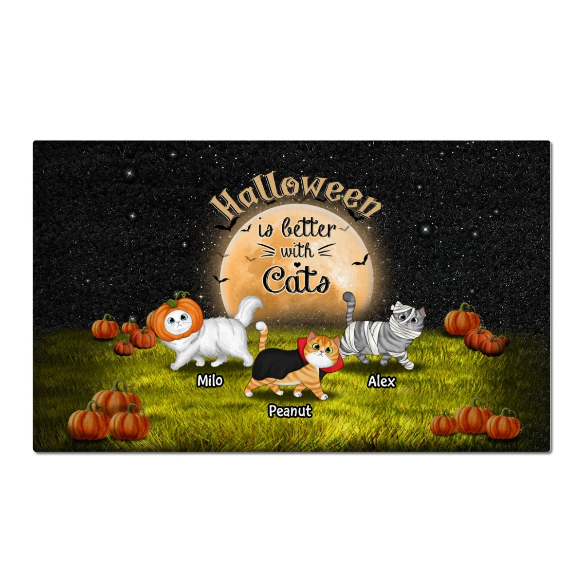 Halloween Visitors Approved By The Cats Personalized Doormat - Image 6