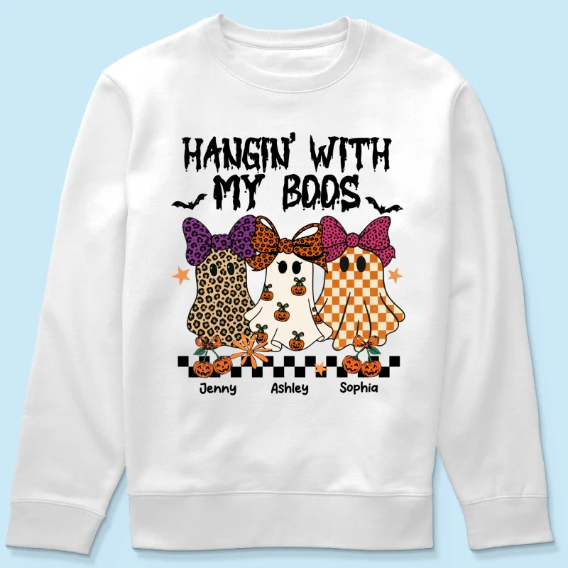 Hanging with my Boos Personalized Matching Besties Sweatshirt, Fall Gift for Besties - Image 19