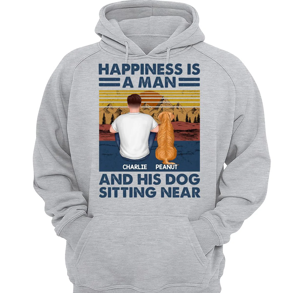 Happiness Is An Old Man And Dog Sitting Near Personalized Shirt - Image 3