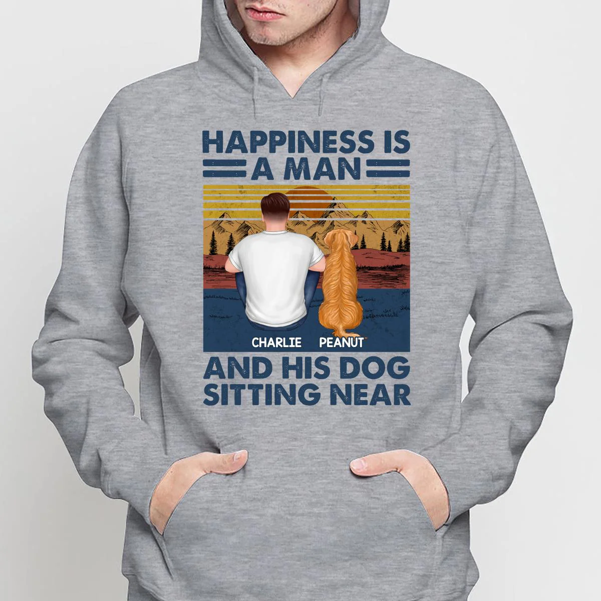 Happiness Is An Old Man And Dog Sitting Near Personalized Shirt - Image 4