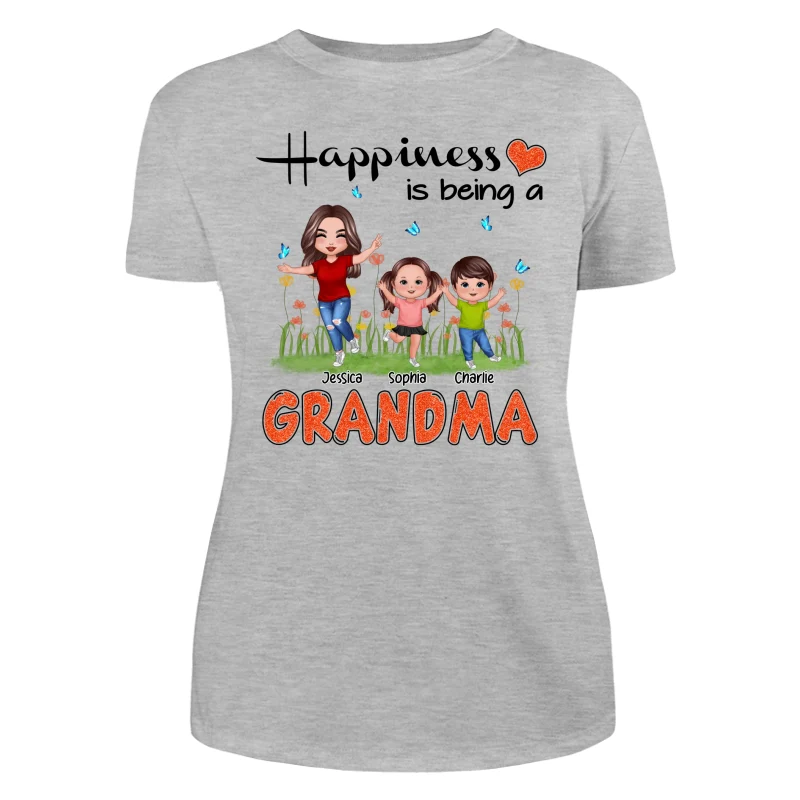 Happiness Is Being A Grandma Happy Grandma & Grandkids Personalized Shirt - Image 10