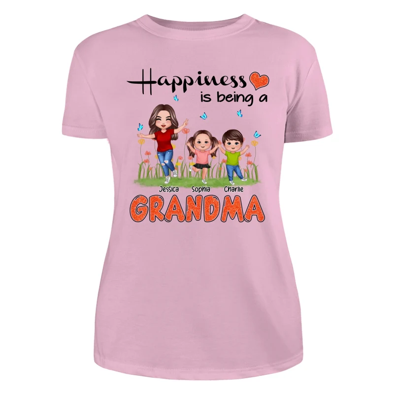 Happiness Is Being A Grandma Happy Grandma & Grandkids Personalized Shirt - Image 11