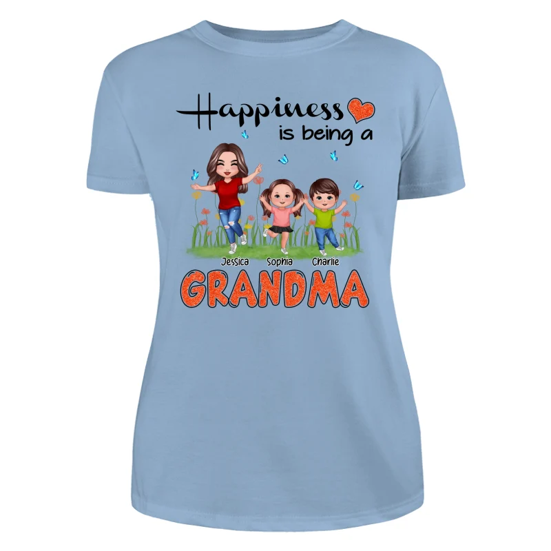 Happiness Is Being A Grandma Happy Grandma & Grandkids Personalized Shirt - Image 12
