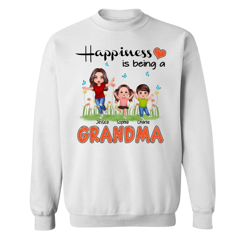Happiness Is Being A Grandma Happy Grandma & Grandkids Personalized Shirt - Image 17