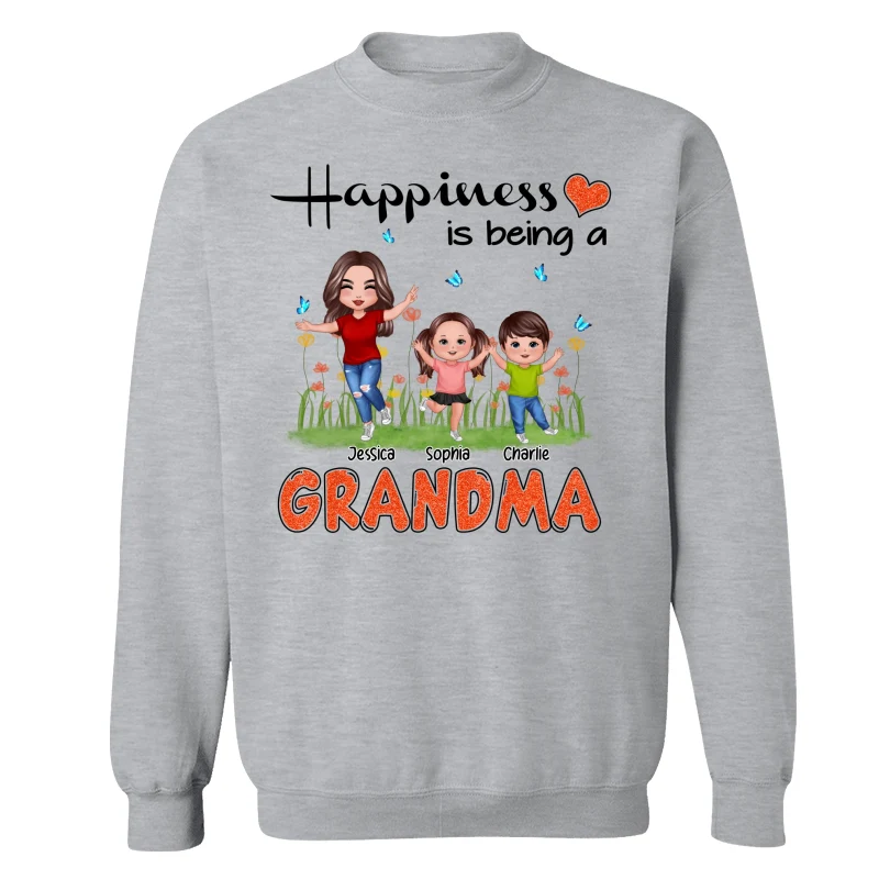 Happiness Is Being A Grandma Happy Grandma & Grandkids Personalized Shirt - Image 18
