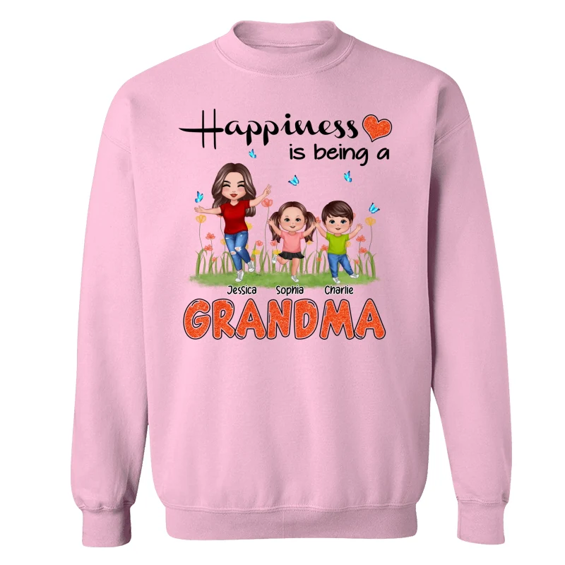 Happiness Is Being A Grandma Happy Grandma & Grandkids Personalized Shirt - Image 19