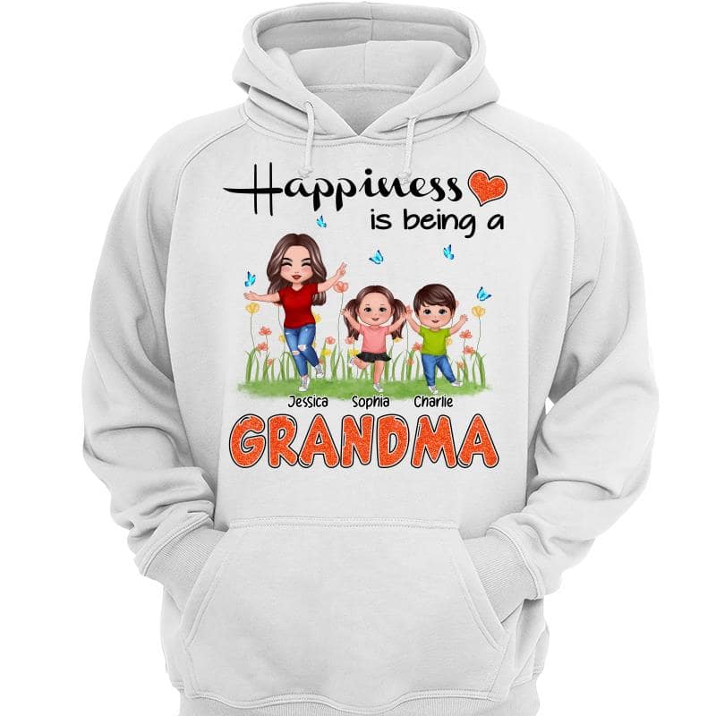 Happiness Is Being A Grandma Happy Grandma & Grandkids Personalized Shirt - Image 3