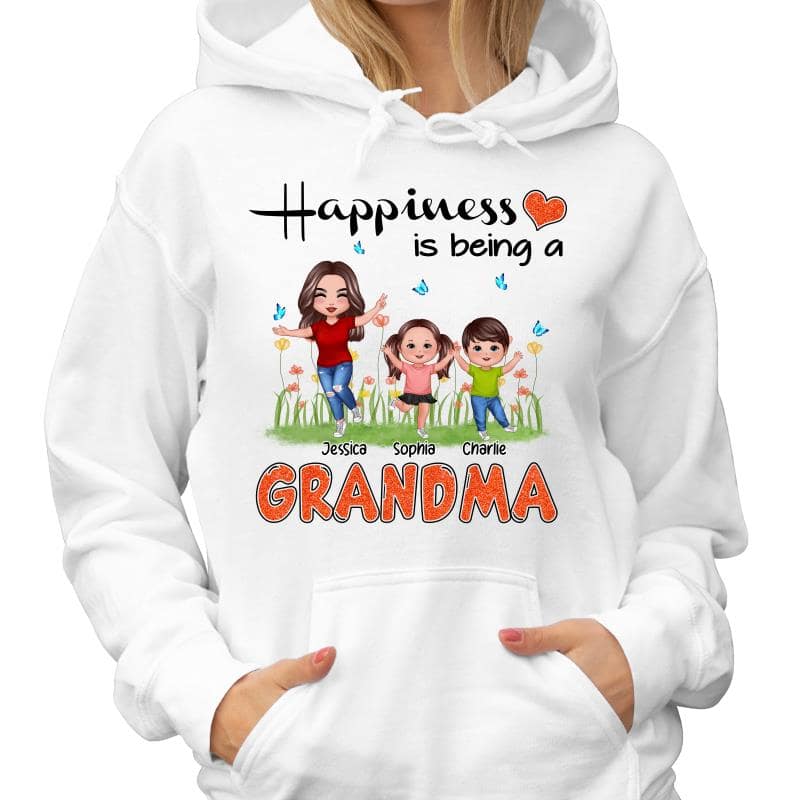 Happiness Is Being A Grandma Happy Grandma & Grandkids Personalized Shirt - Image 4