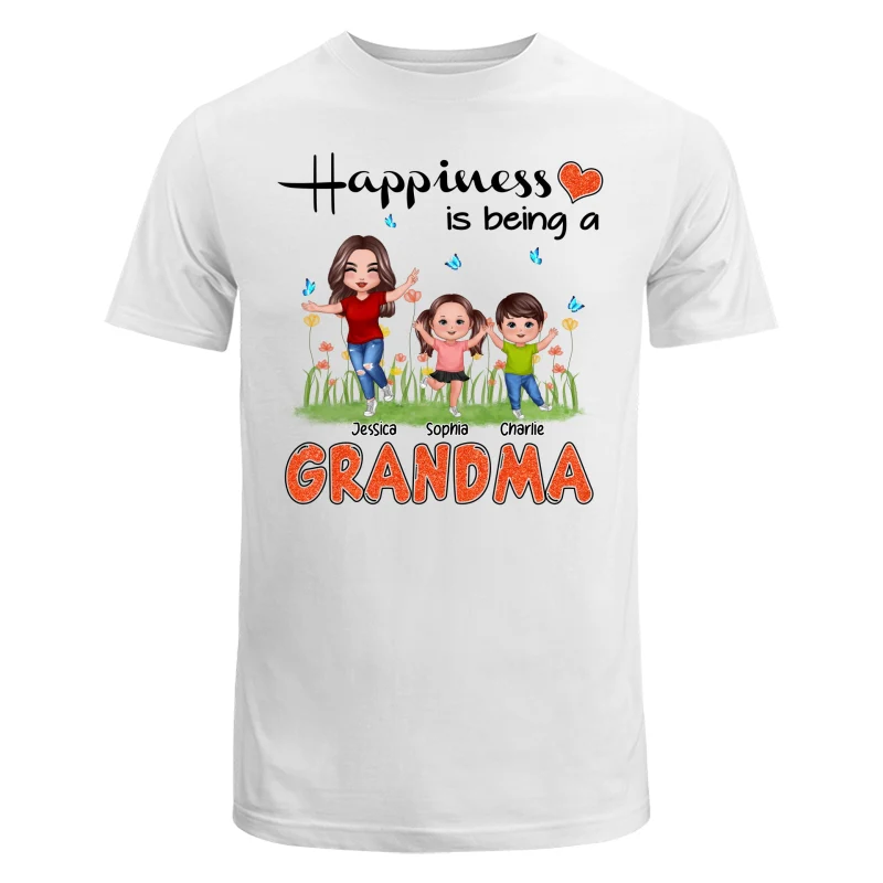 Happiness Is Being A Grandma Happy Grandma & Grandkids Personalized Shirt - Image 5