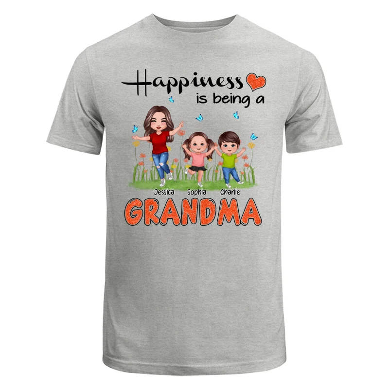 Happiness Is Being A Grandma Happy Grandma & Grandkids Personalized Shirt - Image 6