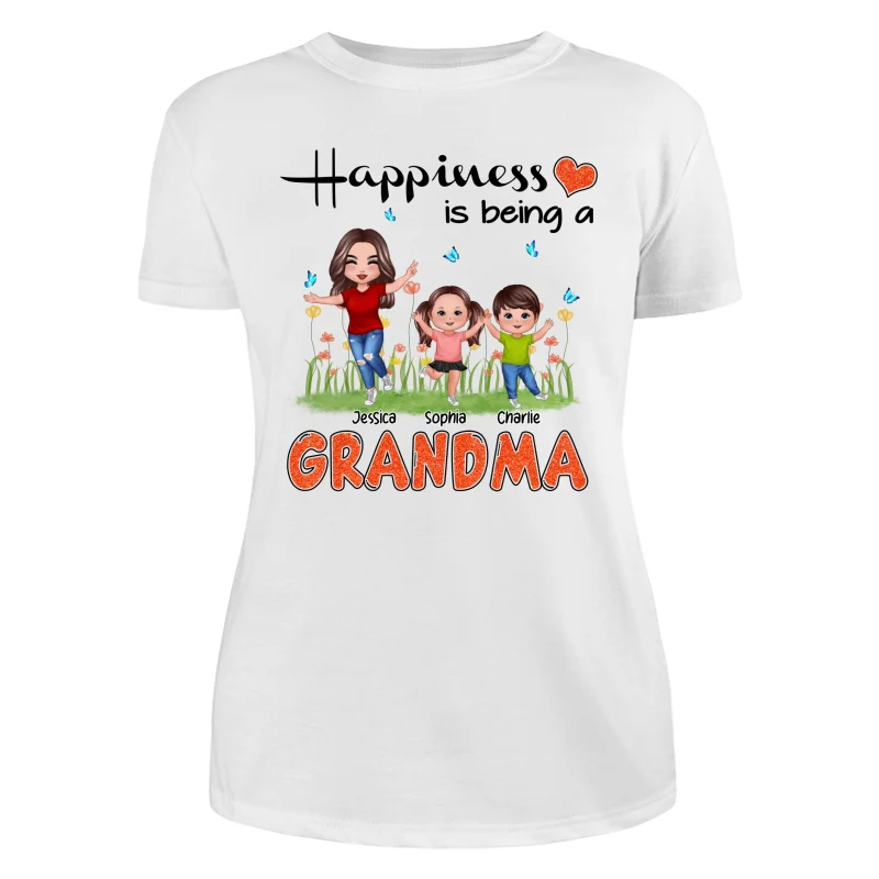 Happiness Is Being A Grandma Happy Grandma & Grandkids Personalized Shirt - Image 9