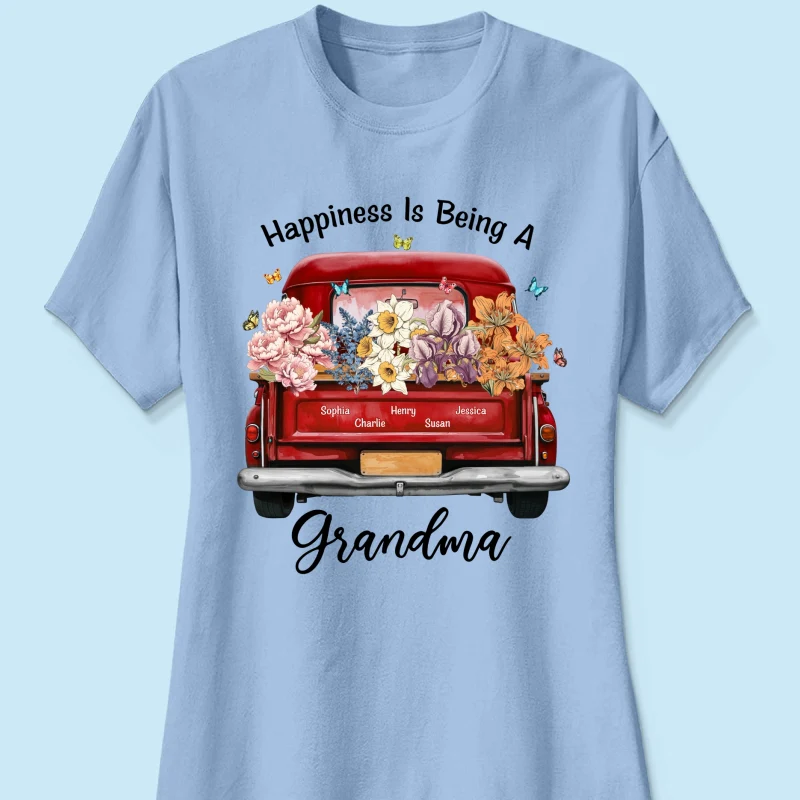 Happiness Is Being A Grandma Mom Birth Month Flowers Truck Personalized Shirt, Mother's Day gift for Moms, Grandmas - Image 16
